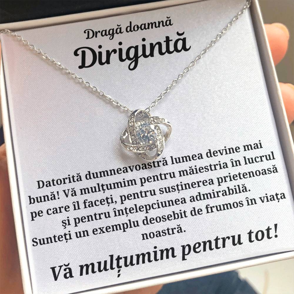 Cadou pentru doamna Dirigintă- Colier însoțit de mesaj- the Knot