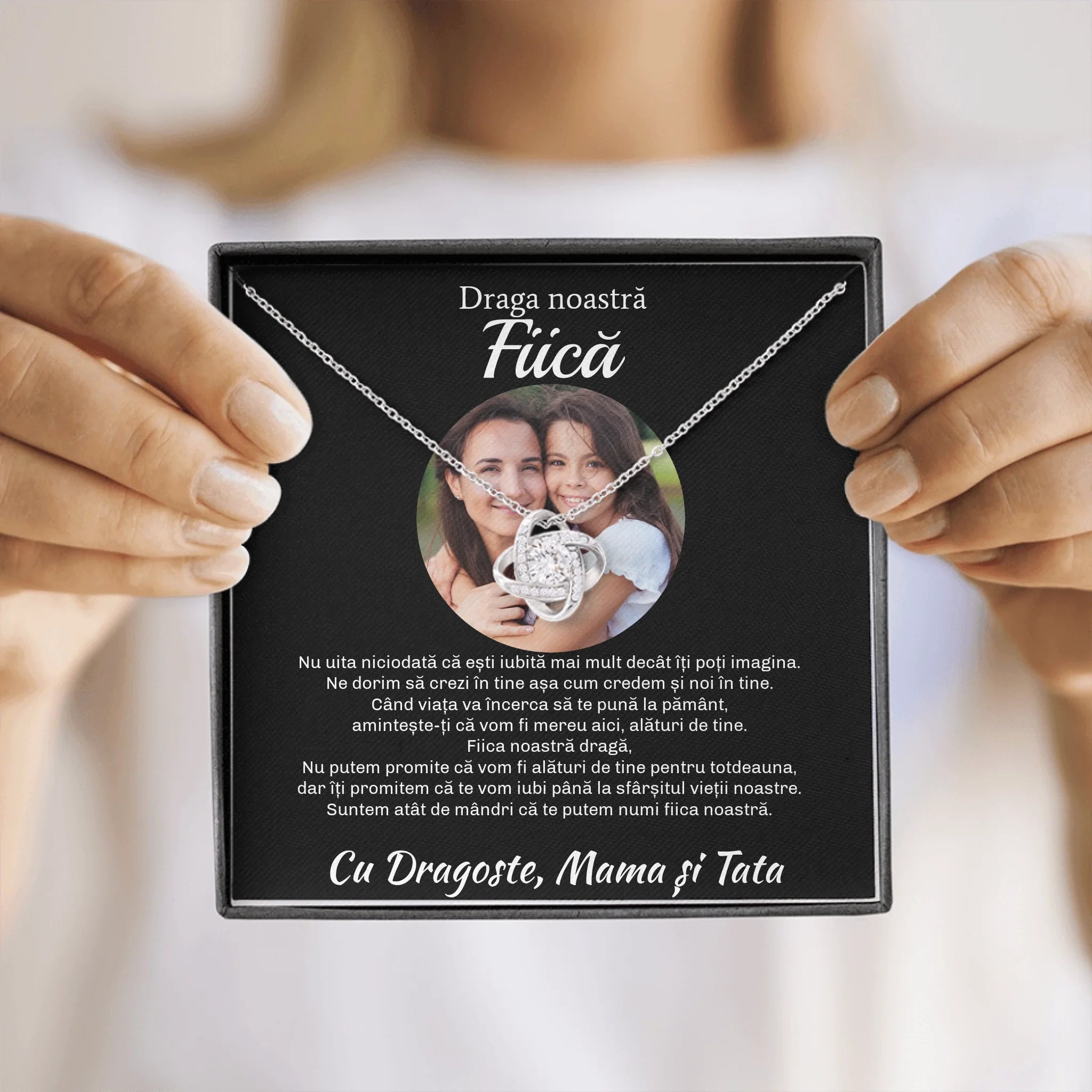 Cadou Fiică - Colier Argint Personalizat cu Poză și Mesaj card