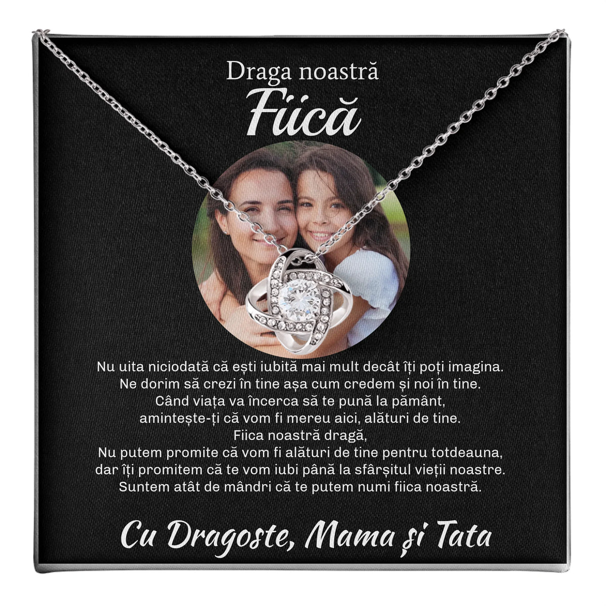 Cadou Fiică - Colier Argint Personalizat cu Poză și Mesaj card