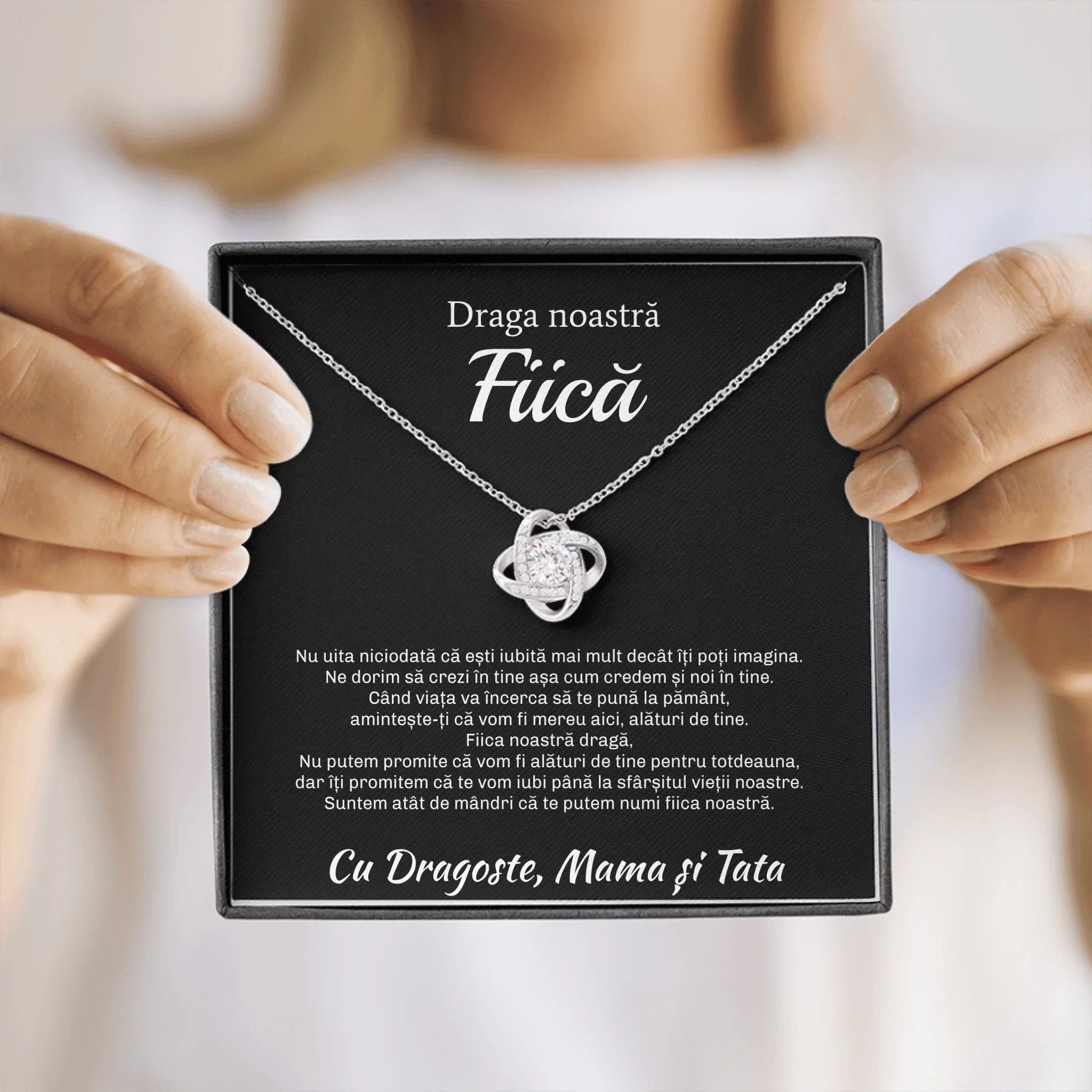 Cadou Fiică - Colier Argint Inimă Personalizat cu Mesaj card