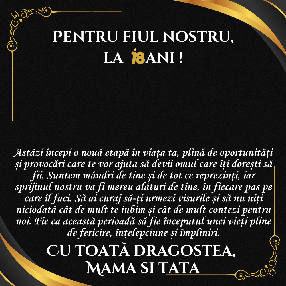 Cadou majorat fiu – Mesaj special