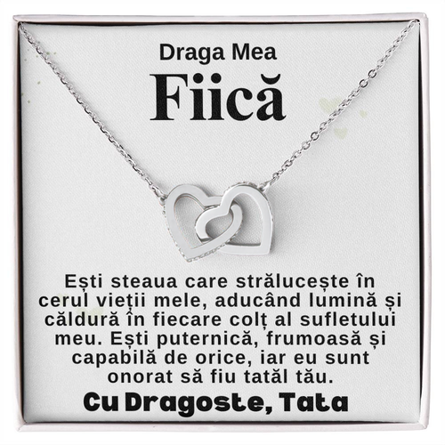 Cadou Pentru fiica De Ziua Ei -Colier Inimi Pereche de la Tata