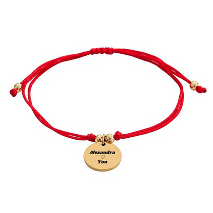 Brățară Șnur Roșu Personalizată – Bănuț Placat cu Aur 14K