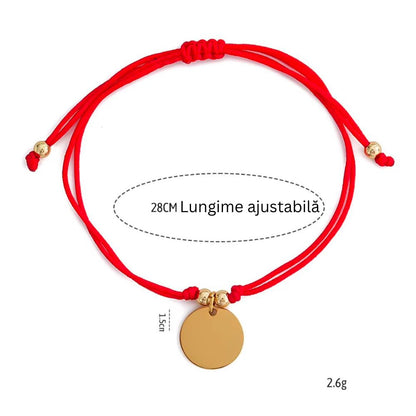 Brățară Șnur Roșu Personalizată – Bănuț Placat cu Aur 14K