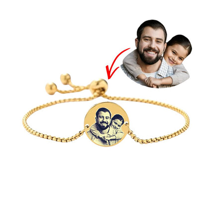Brățară Glisantă Personalizată cu Poză - Bănuț Rotund Argintiu