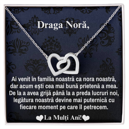 Cadou Personalizat Pentru Nora - Colier Inimi Pereche!