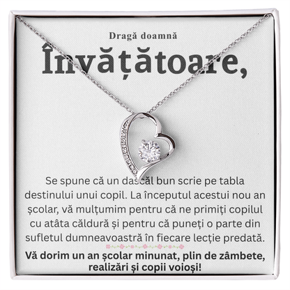 Cadou doamna Învățătoare – Set Bijuterie și Felicitare cu Mesaj Început de An