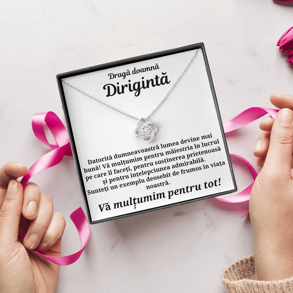 Cadou pentru doamna Dirigintă- Colier însoțit de mesaj- the Knot