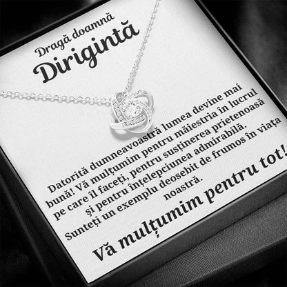 Cadou pentru doamna Dirigintă- Colier însoțit de mesaj- the Knot