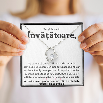 Cadou doamna Învățătoare – Set Bijuterie și Felicitare cu Mesaj Început de An